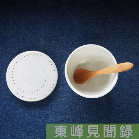 飛鉋茶碗蒸し器と古木山桜の小匙セット